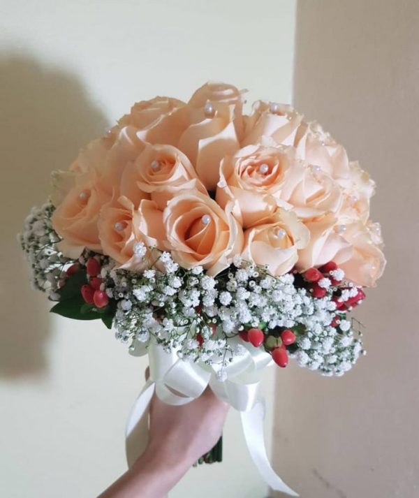 Champagne Roses Bridal Bouquet Nieldelia Online Florist Kl Flower Delivery Kl 