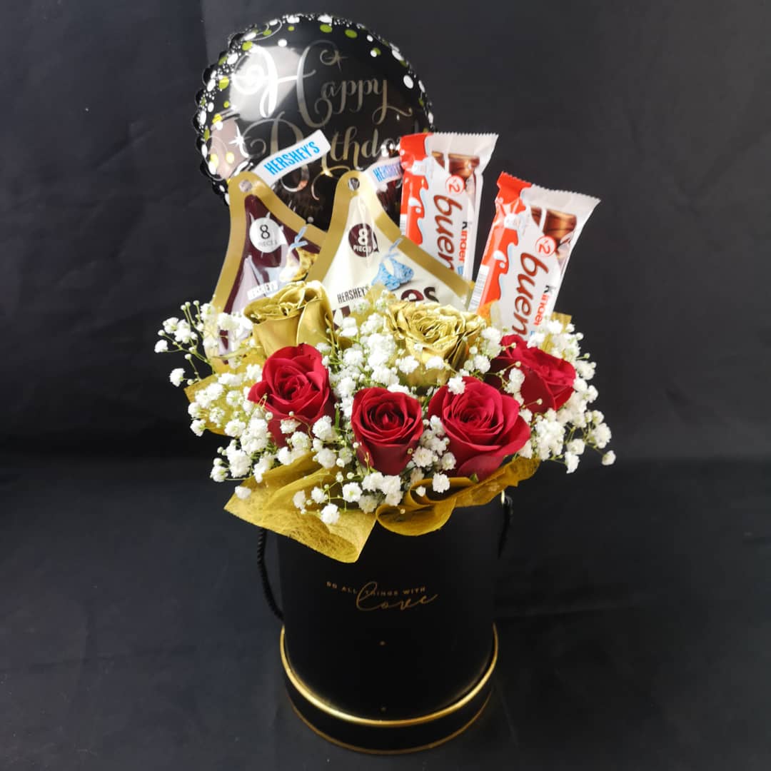 Chocolate Box Black and Gold - Beloved Florist's Flower on