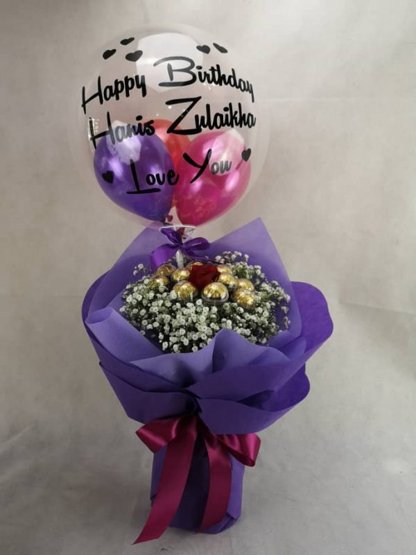 Ferrero Bouquet with Hot Air Balloon – Nieldelia Florist in KL