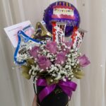 Flower Bouquet Purple Roses with Chocolate Box