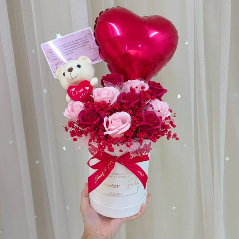 Lovely Soap Roses Box with Bear | Florist in Kajang