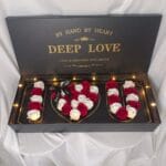 Deep Love Wine red and white soap roses